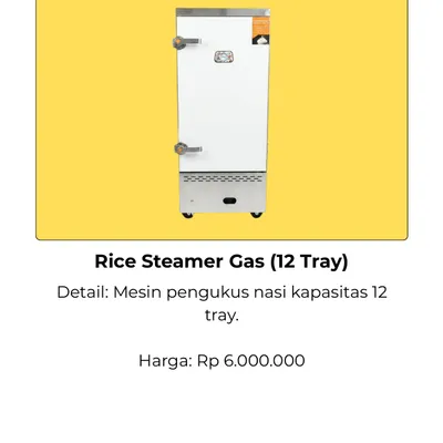 Rice Steamer Gas 12 Tray (Baru)